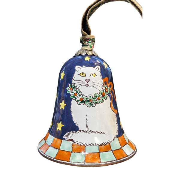 Kelvin Chen Vintage Unsigned White Cat Hand-Painted Miniature Bell - Gift Wrap - Picture 2 of 5